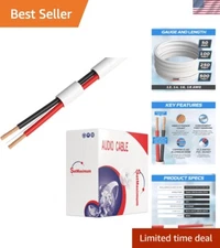 High-Quality 14/2 Speaker Wire - 100 Feet CL2 Rated for In-Wall Installations