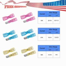 Electrical Heat Shrink Male Female 22-10AWG Spade Wire Connectors Terminals Kit