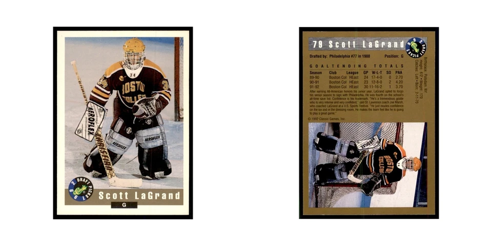 1992 Classic Draft Picks Scott LaGrand Hockey Cards #79 - Image 3 of 3
