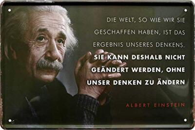Blechschild Albert Einstein Spruch Zitat  DIE Welt, SO WIE WIR SIE GESCHAFFEN HA