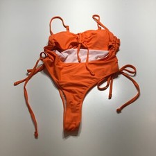NWOT Orange Cut Out Monokini Ruched High Cut Cheeky One Piece Swimsuit Womens XL