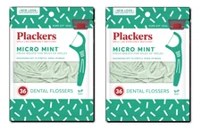 Plackers Micro Mint Dental Flossers, Fresh Breath, 36 Count (2 Pack)