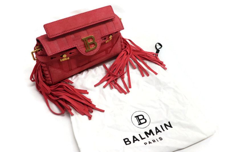 Balmain☆VIP価格 B バズ 19 ハンドバッグ BALMAIN B-Buzz 19 - Fringe Suede Top-Handle Bag - Hot Pink