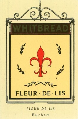 WHITBREAD INN SIGNS 2ND SERIES METAL #29 Fleur De Lis round edges cut off scan