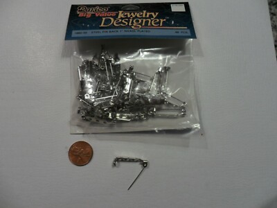 Darice Big Value Steel Pin Backs -  Nickle Plated
