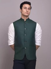 Mens Green Single Breasted Formal Wedding Smart Casual Waistcoat Vest