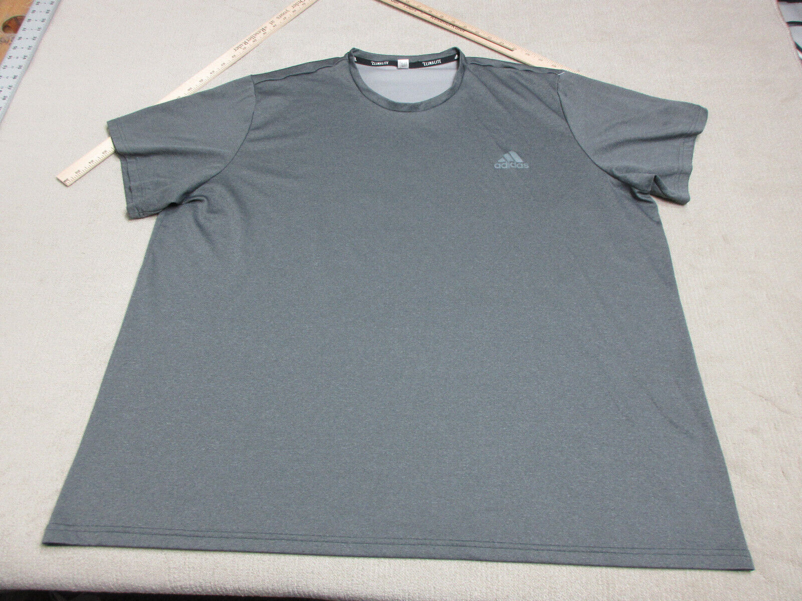 Adidas Shirt Adult 3XL Gray Short Sleeve Solid Athletic Stretch Climalite  Mens