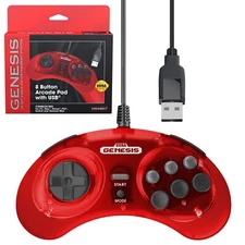 Retro-Bit Official Sega Genesis USB Controller 8-Button Arcade Pad for Sega G...