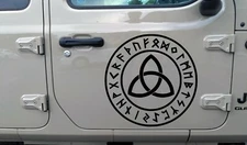 Triquetra in Runic Circle Vinyl Decal | Viking Celtic Symbol Runes | Sticker