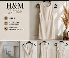 H&M Womens White Solid Sheath Dress Sleeveles...