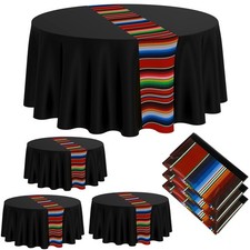 Oudain 3 Pcs Mexican Fiesta Tablecloth 84 Inch Plastic Tablecover Waterproof ...