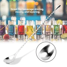 Stainless Steel Bar Wine Cocktail Mixing Twist Spoon Long Handle Drink Stirring