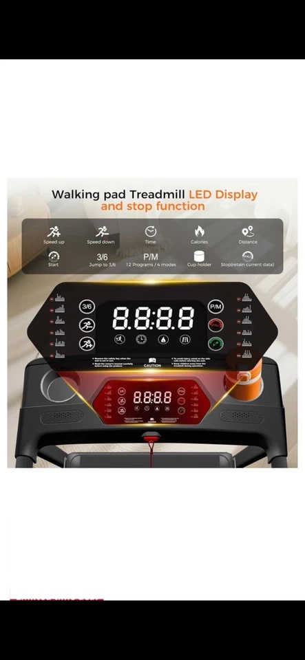 Treadmill with Incline, 3.0HP Small Treadmills for Home, Portable Electric Tread - Image 3 of 4