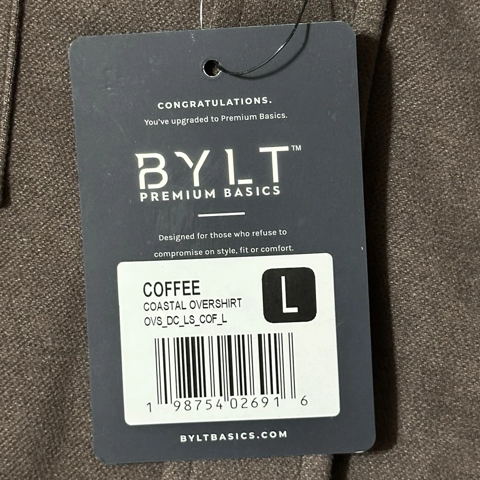 NWT Bylt Basics Coastal Overshirt Coffee Size Large (L) Fast Shipping - Image 3 of 4