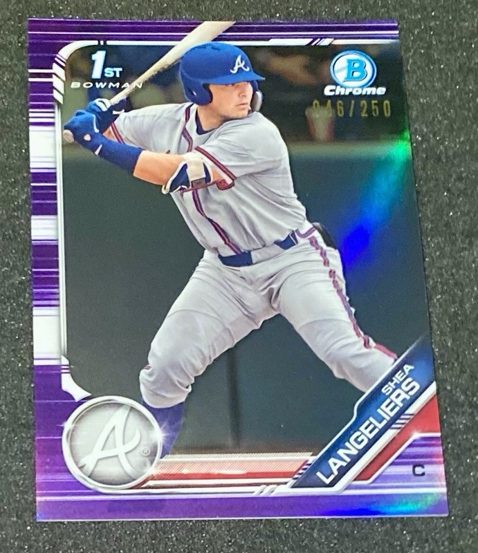 2019 Bowman Draft SHEA LANGELIERS (2)Prospect Refractor, 046/25 Purple Refractor