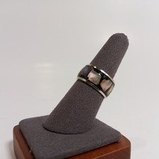 HECHO EN MEXICO Aplaca Silver Mother of Pearl Abalone Inlay Band Ring Size 7
