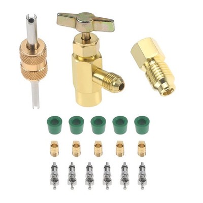 7/16'' Female to 1/4'' Male Brass Can Tap Adapter With Leak Saver R290 R600a New