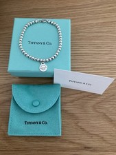Genuine Tiffany & Co Heart Beaded Charm Sterling Silver bracelet With Box