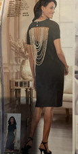 plus size 18W Giselle Faux Pearls  Chains Back Dress from Midnight Velvet new
