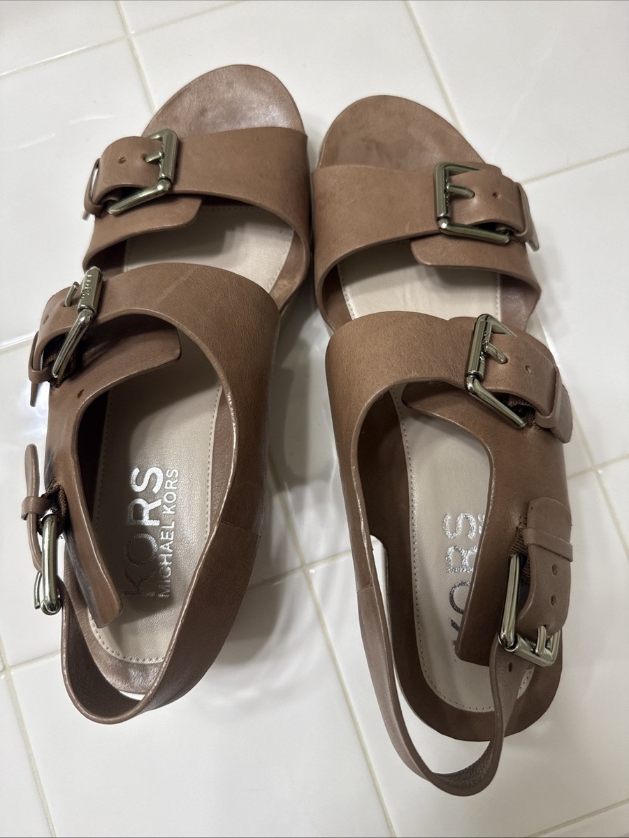 Michael Kors Zoe 2 Band Flatform platform Leather Sandals  display picture 1