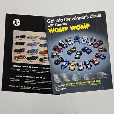 2 Vintage Ad Flyer Posters ~ 1:32 Slot Racing ~ Parma Womp Womp, AJ's Twinn-K