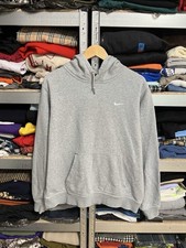 Vintage Nike Gray Hoodie Men Size L Small Swoosh Logo Blue Tag Y2K Oversized