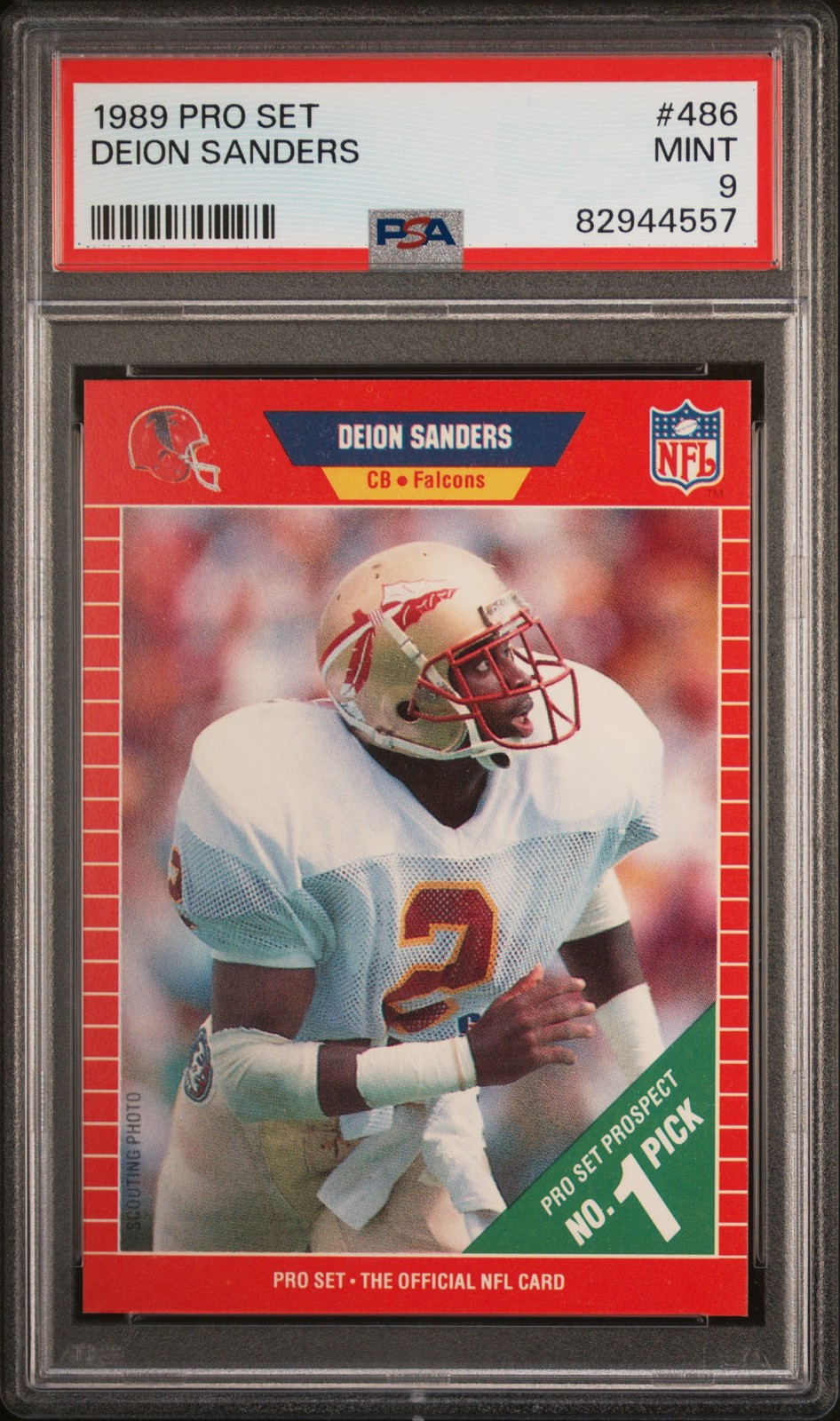 1989 PRO SET #486 DEION SANDERS ROOKIE RC PSA 9