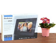 Brookstone PhotoShare Smart Picture Frame 10.1 Touch WiFi 8GB Video Music SD USB