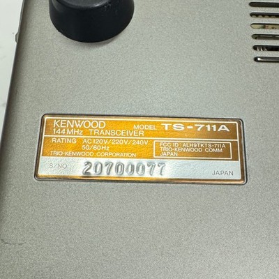 Kenwood TS-711A 2m All Mode Ham Radio Transceiver 144MHz SSB FM