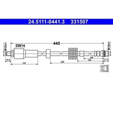 ATE 24.5111-0441.3 Bremsschlauch für CITROEN C4 I B7