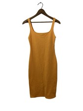 Zara Bodycon Midi Dress Small Orange Square Neck Summer Slimming Sleeveless