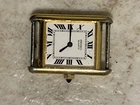 Vintage Seiko Quartz Tank Watch Head 2C20-0050 Roman Dial Gold Tone