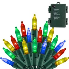 Multi-Colored Battery Operated Christmas Lights, 50 LED 16FT Waterproof Strin...