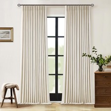 40 x 108 2 Panels Cream Beige Pinch Pleated Blackout Linen Curtains C226