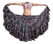 Women 25 Yard Skirt Heavy Rayon 4 Tiered Printed Skirt Belly Dancing