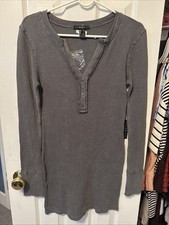 NWT Forever 21 Women's Gray Thermal Button Front Bodycon Dress Size Large