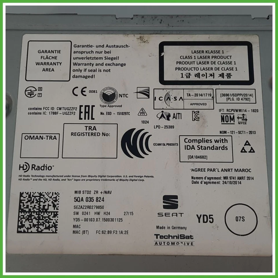 Infotainment SEAT LEON 1.6 TDI 5QA035824 2012 2017 SEAT MMR9741 - Immagine 3 di 4
