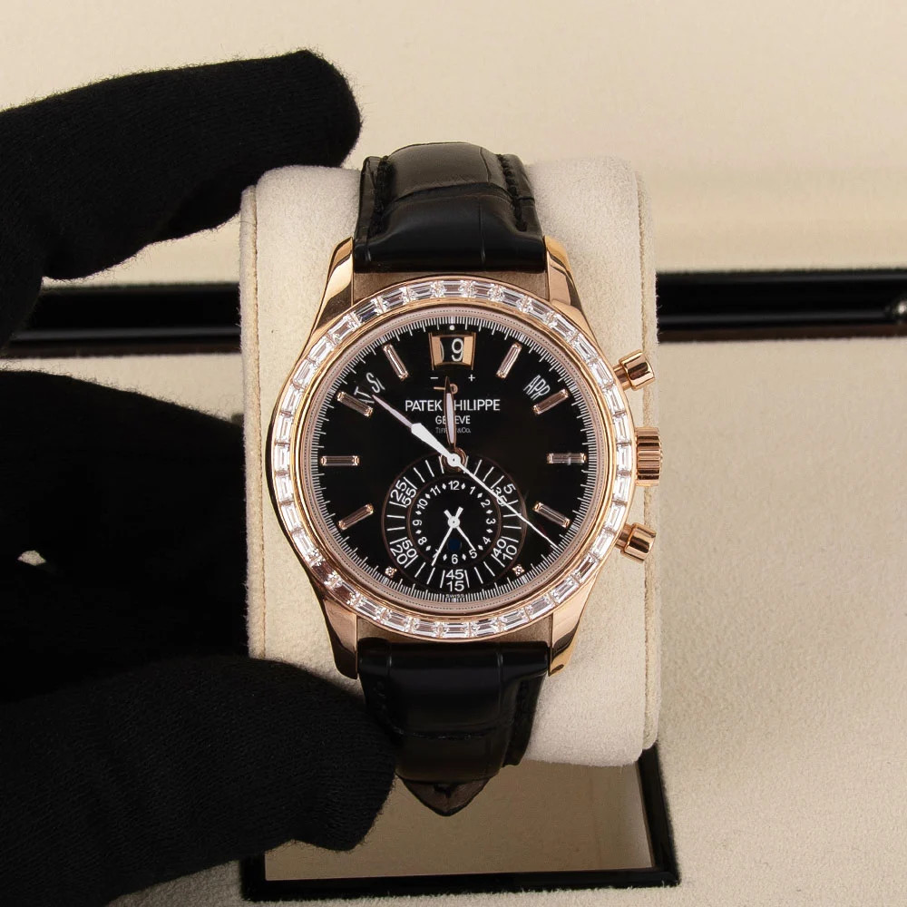 Patek Philippe Complications Watch 40MM Black Diamond Index Markers Dial Rose... image 8