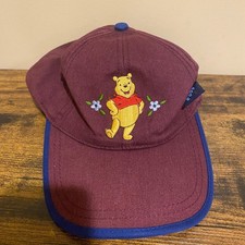 Vintage Disney Winnie the Pooh Maroon Twill Baseball Hat Girls Y2K
