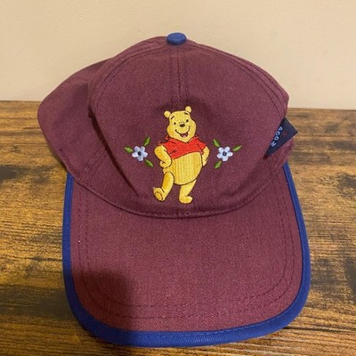 Vintage Disney Winnie the Pooh Maroon Twill Baseball Hat Girls Y2K