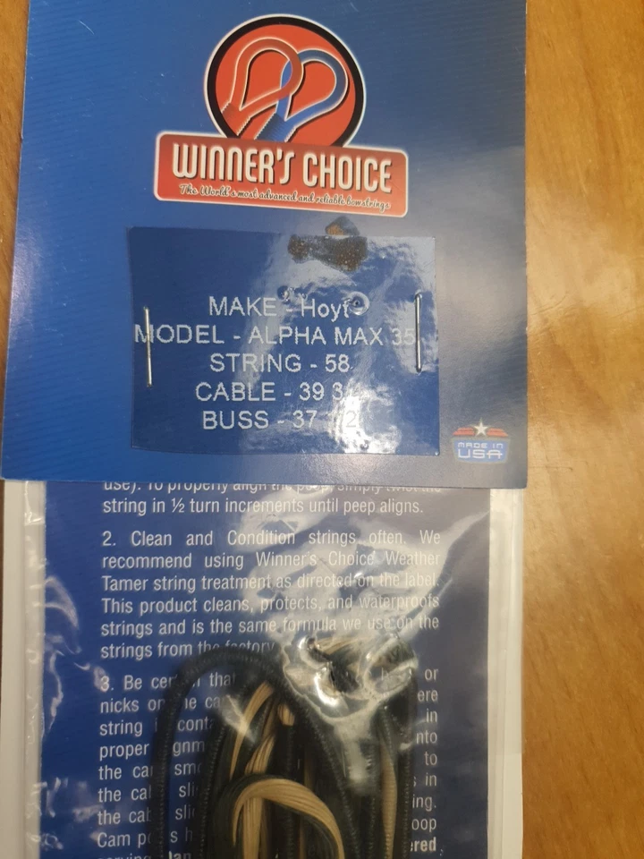 Winners Choice String & Cable for Hoyt Alphamax 35 #3 Cam 58 39 3/4 37 1/2 - Image 3 of 3