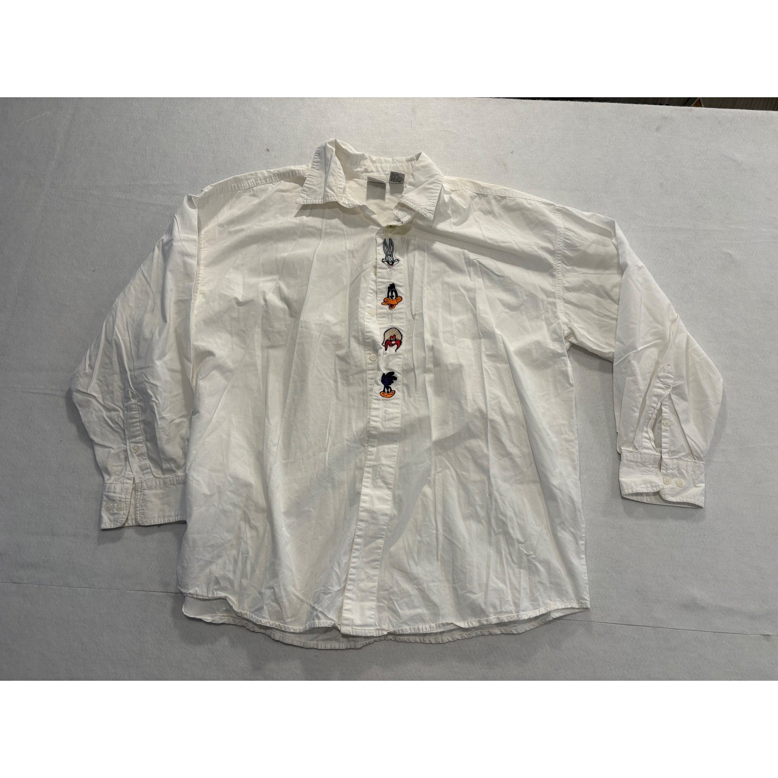 VTG ACME Clothing Co Men's XL White Long Sleeve Shirt Looney Tunes Characters