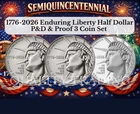 2026 P D S HALF DOLLAR SEMIQUINCENTENNIAL 3 COIN SET NEW BU + PROOF PRESALE