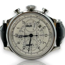 Baume & Mercier Capeland Flyback 65689 44mm Steel Chrono Leather Watch