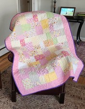 Homemade Baby GIRL Toddler Quilt   42" x 58"
