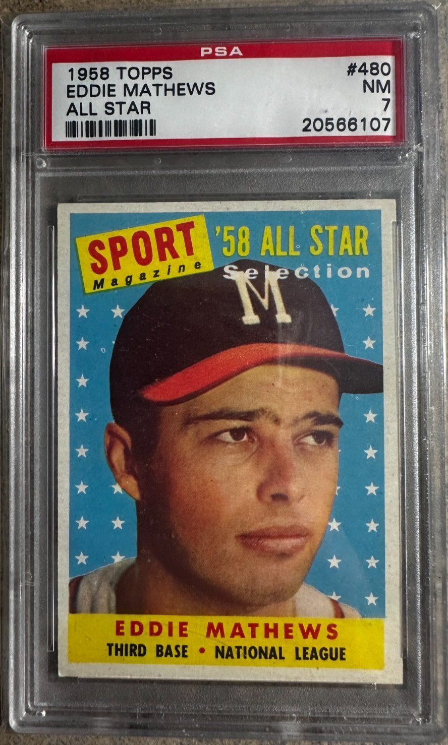 1958 Topps - Eddie Mathews - Vintage Baseball #480 PSA 7 🔥