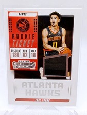 Trae Young 2018-19 Panini Contenders Rookie Ticket Patch Card #RT-TYG. rookie card picture