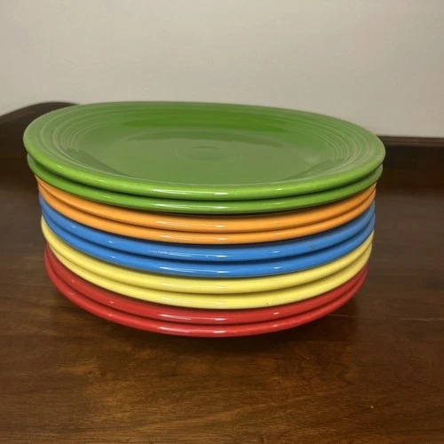 Fiesta Ware Dinner Plates Set of 10, 5 Colors Homer Laughlin, 10.5"