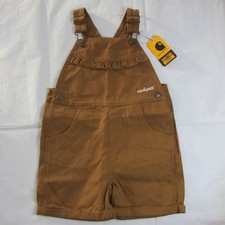 Carhartt Girl's 4T Canvas Ruffle Shortalls Overalls Brown OX9748