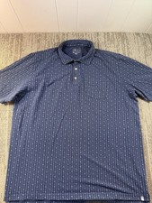 Peter Millar Polo Shirt Mens 2XL Blue Seashell Print Stretch Tagless Casual